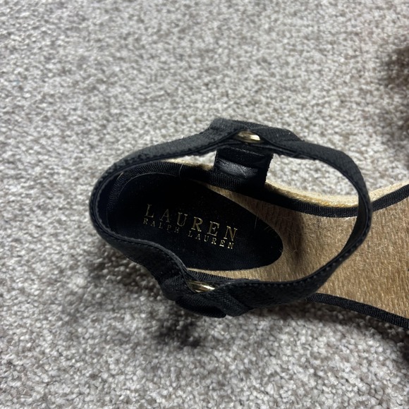 Lauren Ralph Lauren Wedge Shoes Womens Size 7.5 Black Ilene Espadrille Sandals - Picture 3 of 14
